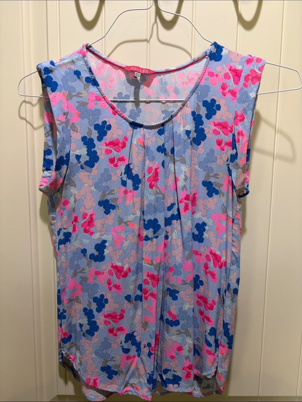 Joules Floral Tank Top in Pink, Blue and Light Gray